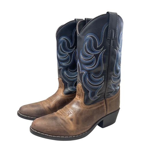 Cody James Cowboy Boots Style 41474 Brown Blue Kids Big Boy Size 4 Western - Picture 1 of 6